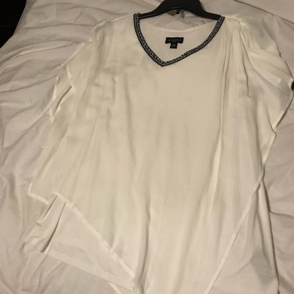 White tank top with handkerchief overlay